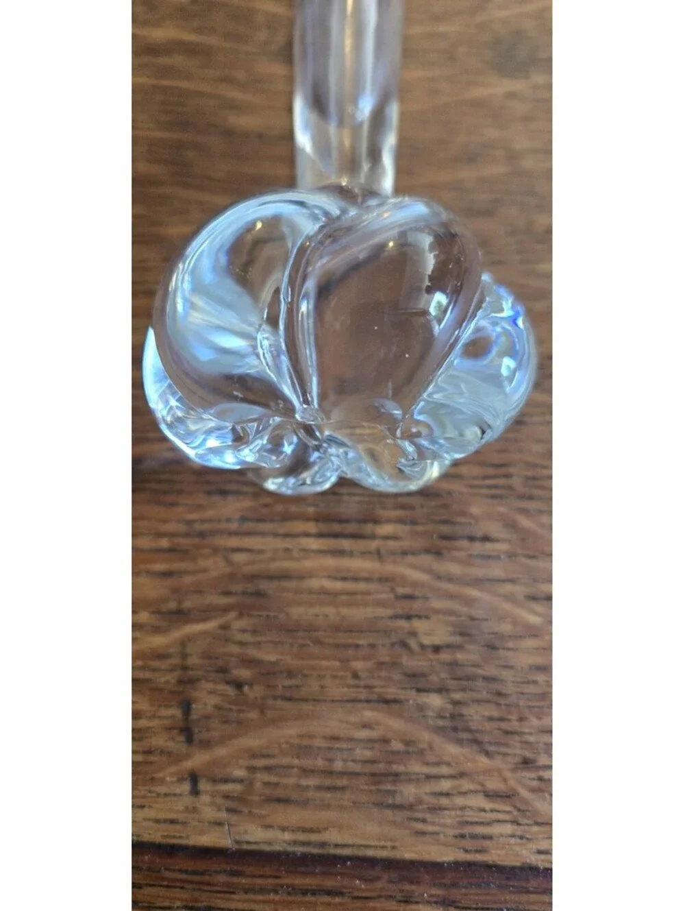 Vintage Clear Glass Flower Bud Vase Twisted Bubble Footed Classic Shape 9.5